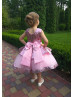 Rose Pink Sequin Tulle Peplum Flower Girl Dress